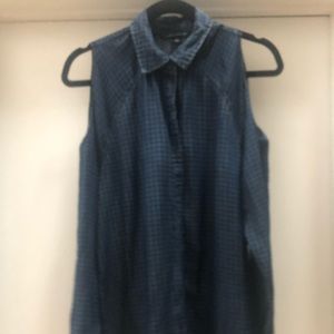Cold shoulder denim shirt
